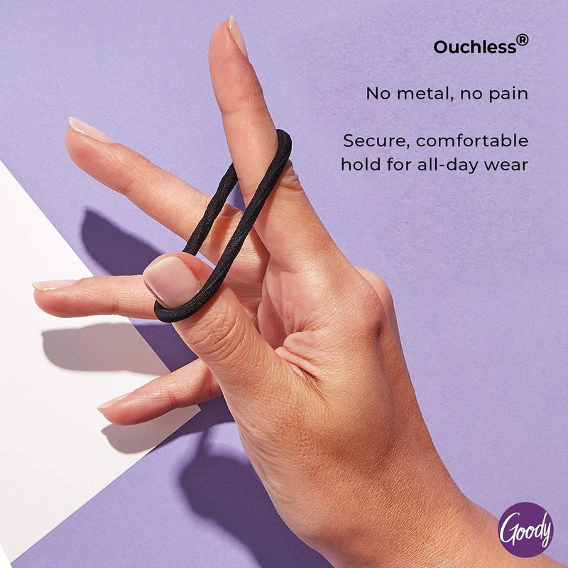 Goody Ouchless Women's Elastic Hair Ties - 27 Count, Black - 4MM for Medium Hair - Long-Lasting Braids, Ponytails, and More - Pain-Free Hair Accessories (Packaging May Vary) - Image 3