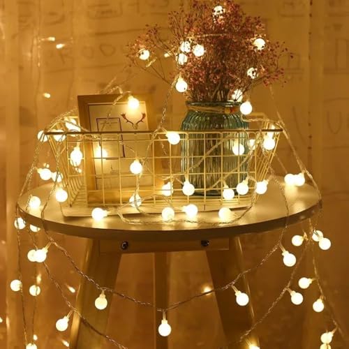 KHIZAR LED String Lights for Decoration, Fairy Curtain & Hanging Lights for Bedroom, Ramadan, Eid, Festival & Home Wall Decor (20 LED Ball Light) - Image 3