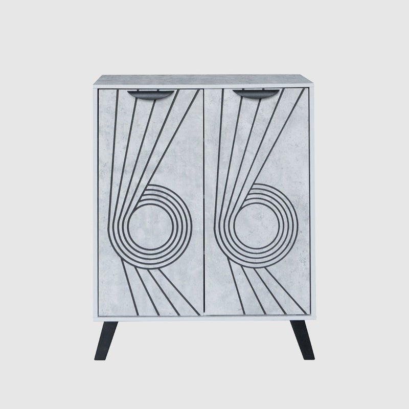 بيتي خزانة أحذية خشب ماليزي بابين 4 مستويات تخزين – لون رمادي - Image 2