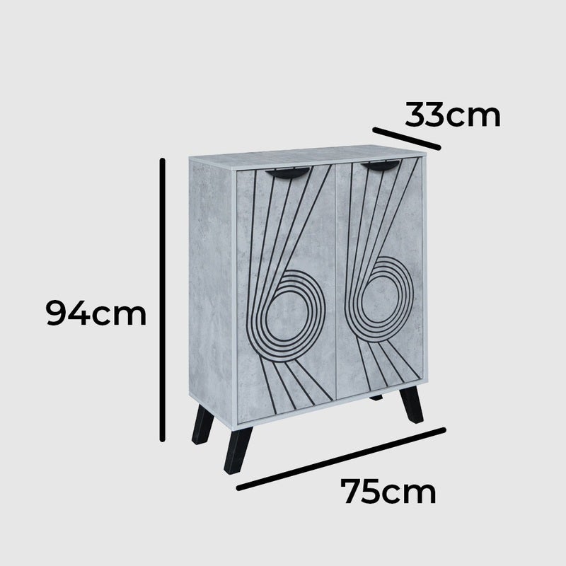 بيتي خزانة أحذية خشب ماليزي بابين 4 مستويات تخزين – لون رمادي - Image 5