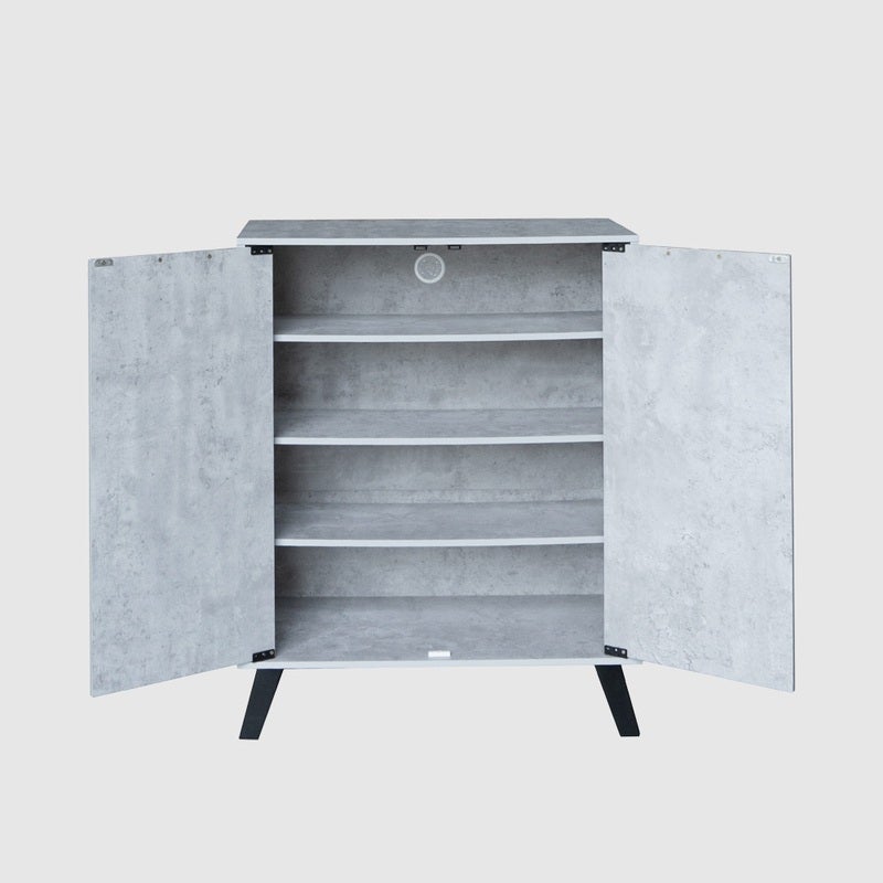 بيتي خزانة أحذية خشب ماليزي بابين 4 مستويات تخزين – لون رمادي - Image 4