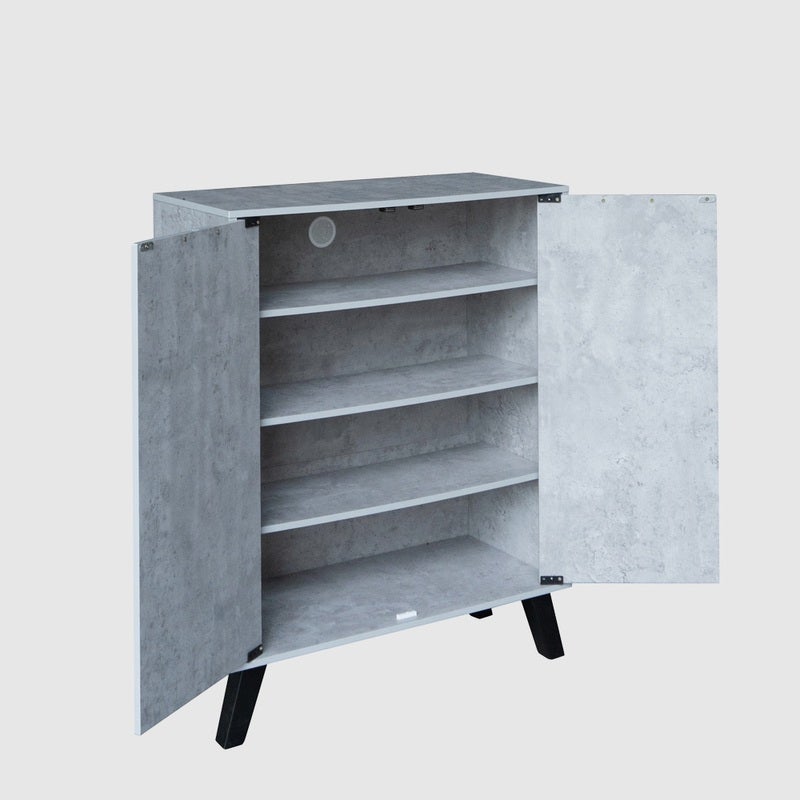 بيتي خزانة أحذية خشب ماليزي بابين 4 مستويات تخزين – لون رمادي - Image 3