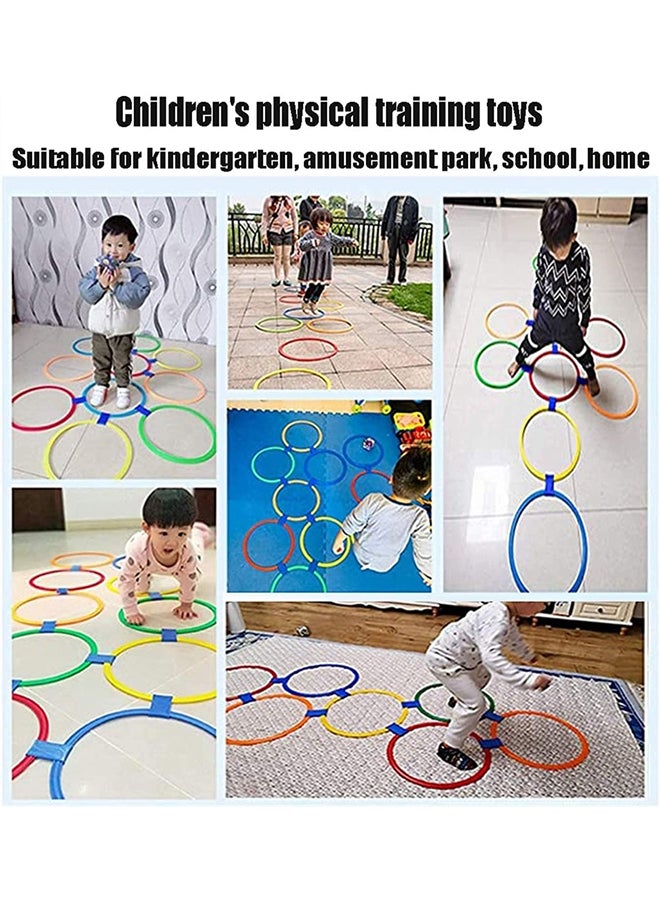 Hopscotch Ring Game Hopscotch Toys with 13 Colorful Jumping Rings and 16 Connector Sets  - Image 3