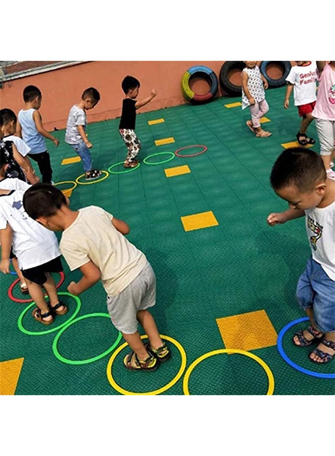 Hopscotch Ring Game Hopscotch Toys with 13 Colorful Jumping Rings and 16 Connector Sets  - Image 2