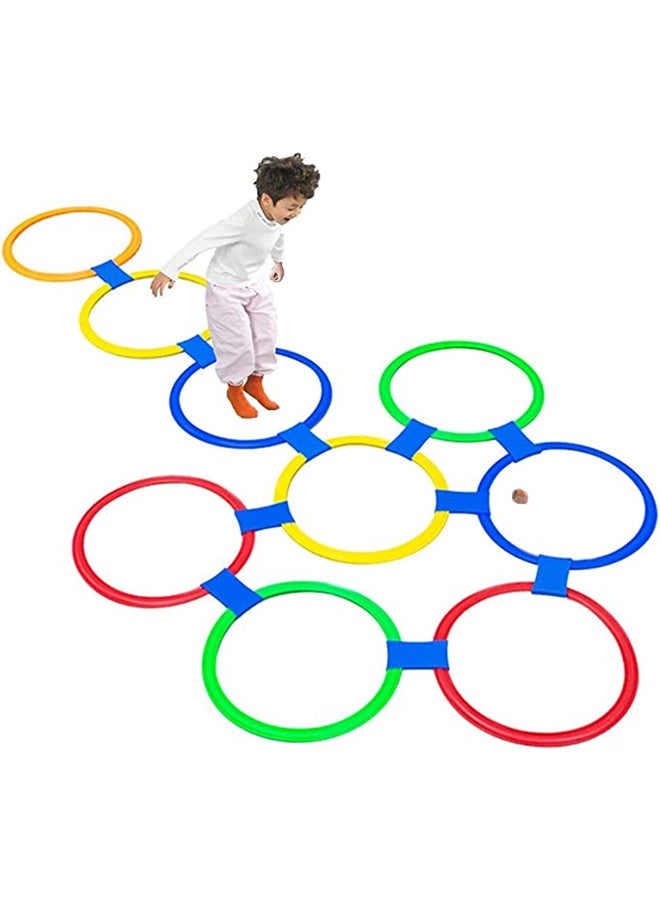 Hopscotch Ring Game Hopscotch Toys with 13 Colorful Jumping Rings and 16 Connector Sets  - Image 1
