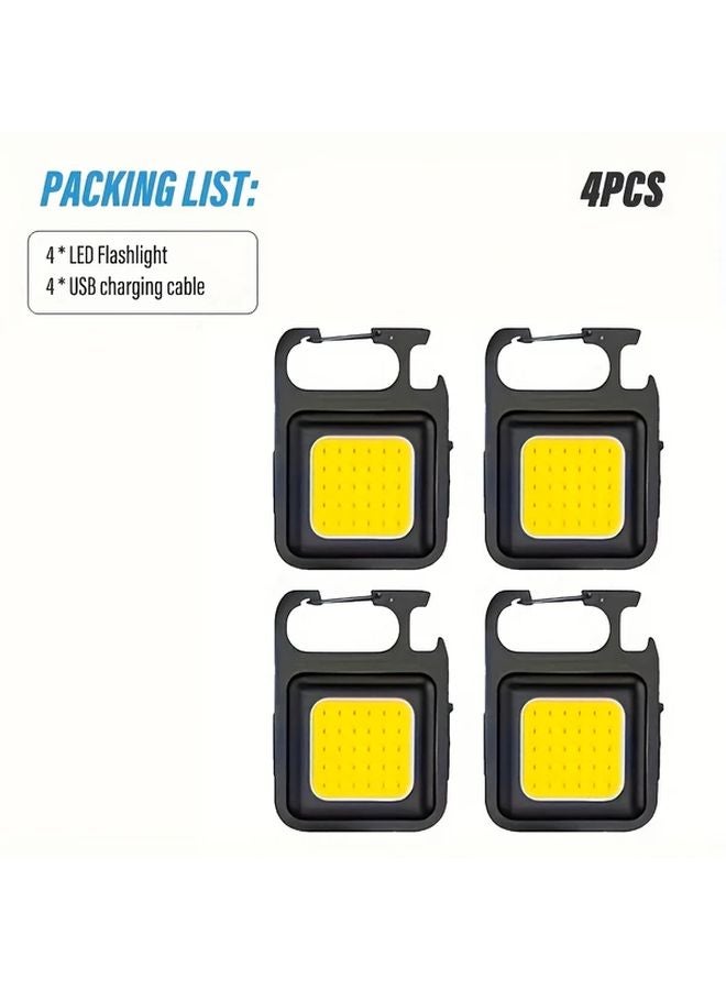4pcs Mini LED Flashlight Rechargeable Keychain Light Portable Outdoor Camping - Image 1
