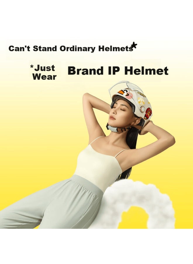 Neva Helmet, Electric Bicycle 3c Certified, New National Standard A-class Electric Scooter Half Helmet, For Men And Women, Summer Double Visor Safety Helmet, Matte Black Yuanqi Duck Double Visor, Adjustable Size - Image 2
