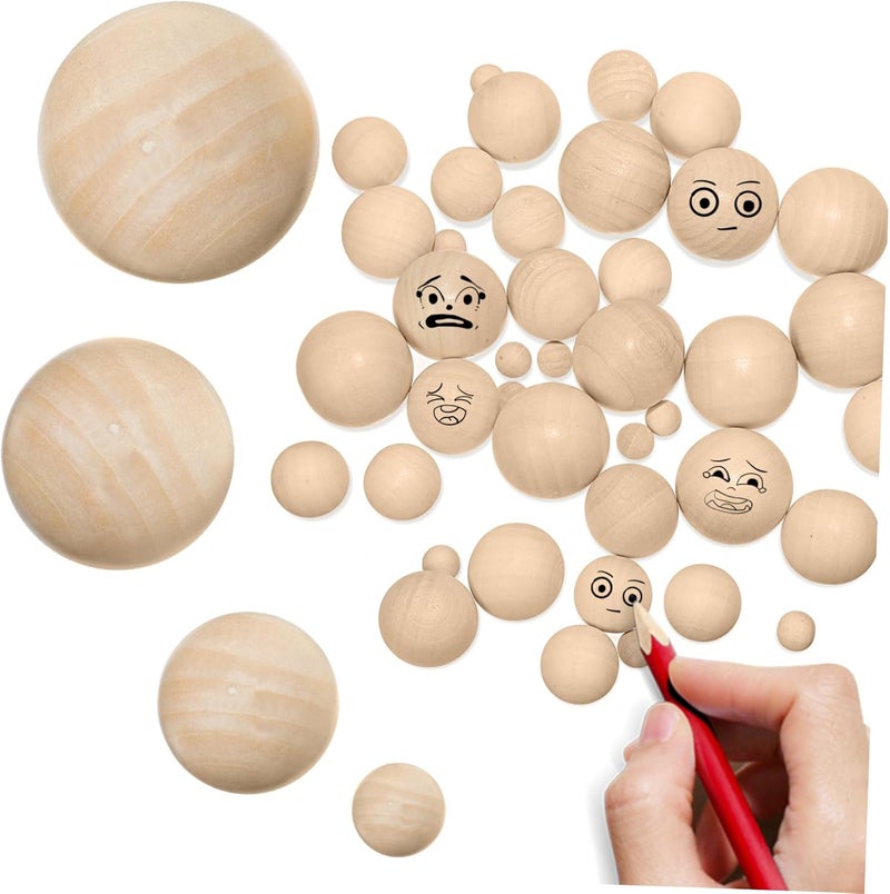 DOITOOL 40pcs Unfinished Wood for Crafts Natural Solid Wood Spheres Projects Smooth Texture Easy to and Decorate for Creative - Image 1