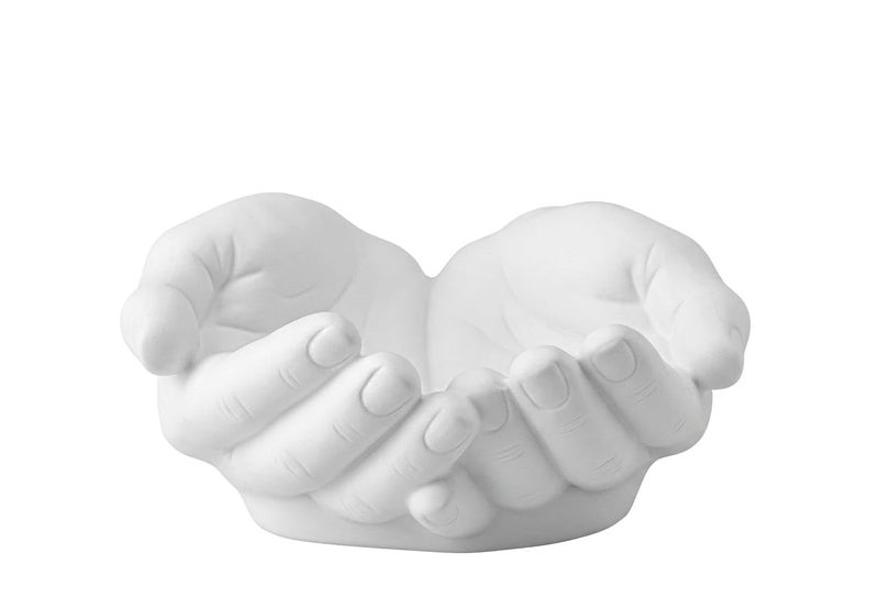 Interlocking Hands Shaped Decorative Bowl, White, Resin, Jewelry, Gemstones and Accessories - Image 1
