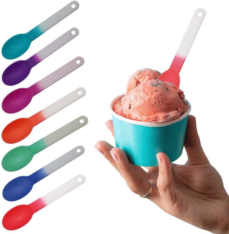 AAkron Deluxe Mood Spoon Changes color with ice cold liquids Reusable Top shelf dishwasher safe  Set of 14  Assorted  Colors may vary - Image 1