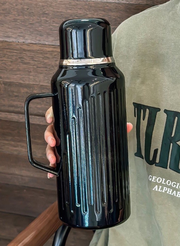 بيتشو زجاجة معزولة بالتفريغ سعة 1000 مل، زجاجة ترمس من الفولاذ المقاوم للصدأ مزدوجة الجدار محكمة الغلق ومانعة للتسرب 360 درجة مع عرض ميكانيكي لدرجة الحرارة للمياه والشاي والقهوة - Image 2