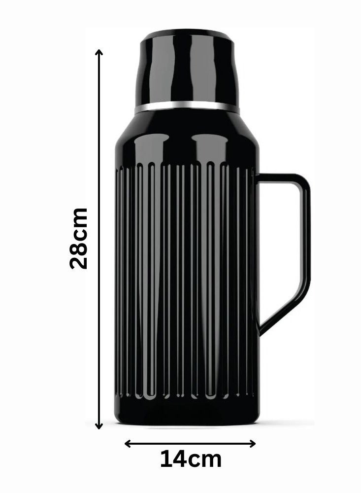 بيتشو زجاجة معزولة بالتفريغ سعة 1000 مل، زجاجة ترمس من الفولاذ المقاوم للصدأ مزدوجة الجدار محكمة الغلق ومانعة للتسرب 360 درجة مع عرض ميكانيكي لدرجة الحرارة للمياه والشاي والقهوة - Image 5