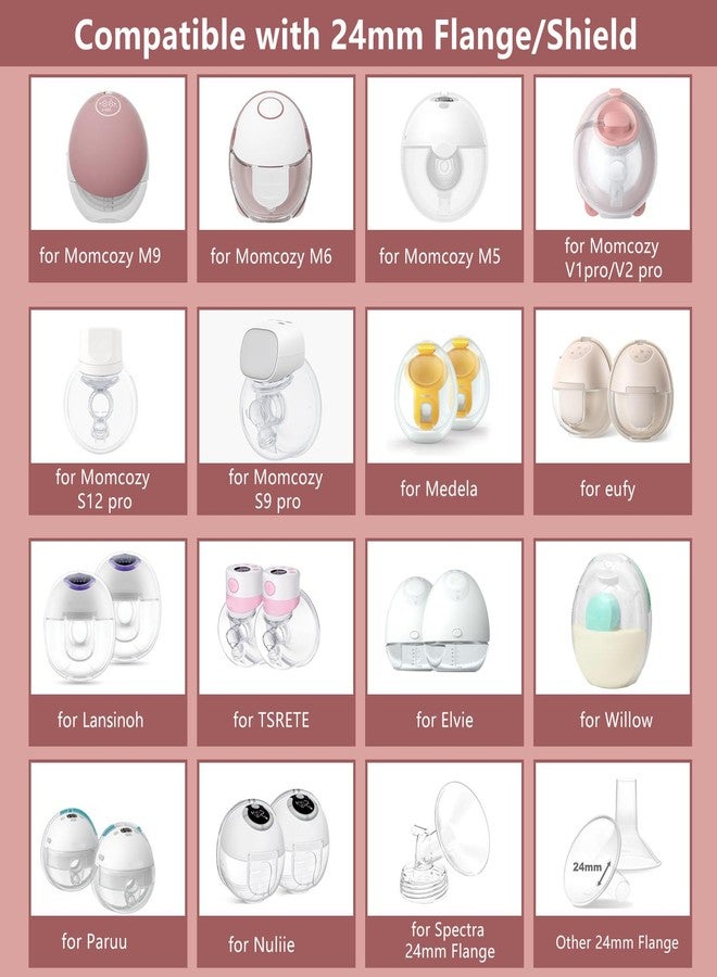 IVARONAL 8 قطع 16 مم إدخال فلانج مطور متوافق مع مضخات Momcozy M9/M6/M5/V1 pro/V2 pro/S12 pro، مناسب لمضخات الثدي Spectra/Medela/eufy/TSRETE/Elvie/Lansinoh، مجموعة قياس الفلانج إدخال سيليكون فلانج - Image 2