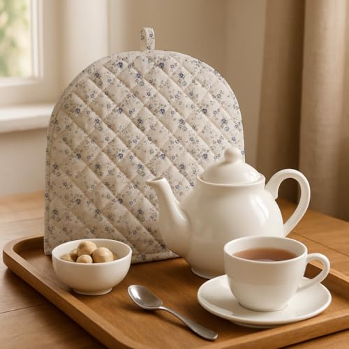 LINENWALAS Premium Cotton Tea Cosy for Kettle – 12x15 Inches | 3-Layer Thermal Insulation | Elegant Printed Design | Tea Kettle Warmer Pot Cover for Coffee Table, Dining Table Décor (Blue Sapphire) - Image 2