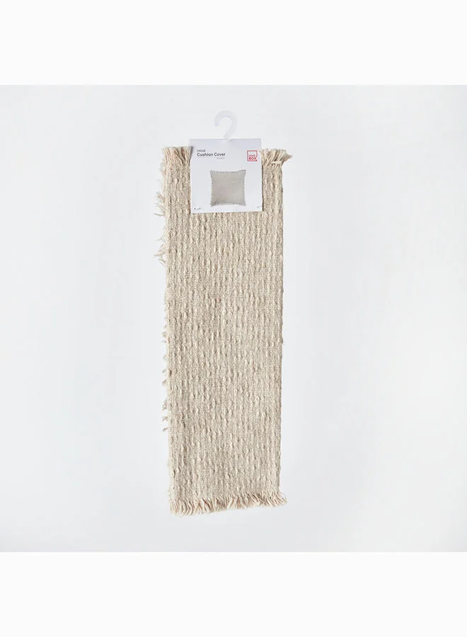 Home Box Drab Slub Textured Fringe Cushion Cover 45 x 45 cm