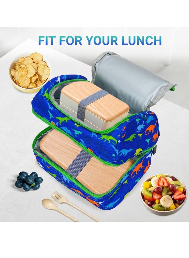 Bamboo Bark Insulated Lunch Bag for Kids - 100%  High Quality Polyester - Double Insulated Lunch Tote with Top Handle & Extra Storage for School, Work, Picnics - 2 Compartments - Image 5