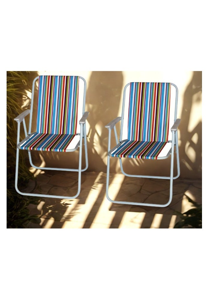 سمارت هوم كرسي تخييم قابل للطي من قماش أكسفورد وبقوائم معدنية – مقعد بمسند زراع  مريح وخفيف سهل الحمل والتنقل | مقعد رحلات مقاس 45×45×80 سم | مناسب للرحلات، التخييم، الشاطئ، والنشاطات الخارجية ( اللون مطابق للصورة ) - Image 2