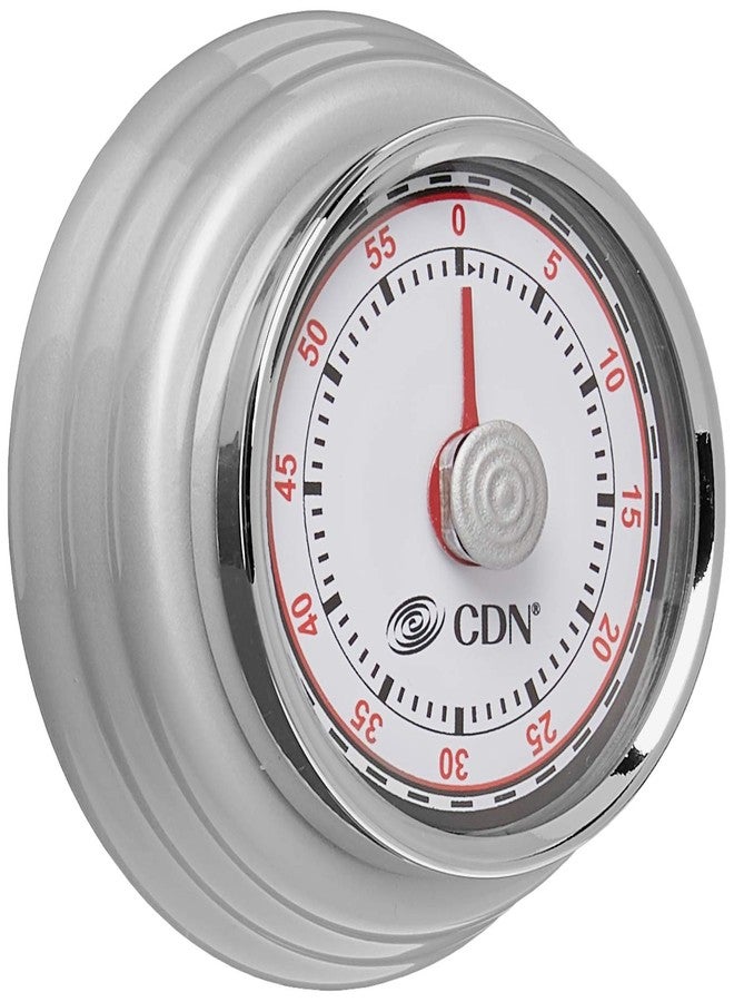 CDN Compact 60 Min Mechanical Timer-Silver, Silver - Image 1