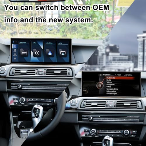 PEMP Linux 12.3" Ultra-Thin Screen for BMW F10 F11 NBT Wired and Wireless CarPlay Retrofit Android Auto, 1920 x 720 Display Mirror Link Car Radio Bluetooth Video Player (2013-2017) - Image 3