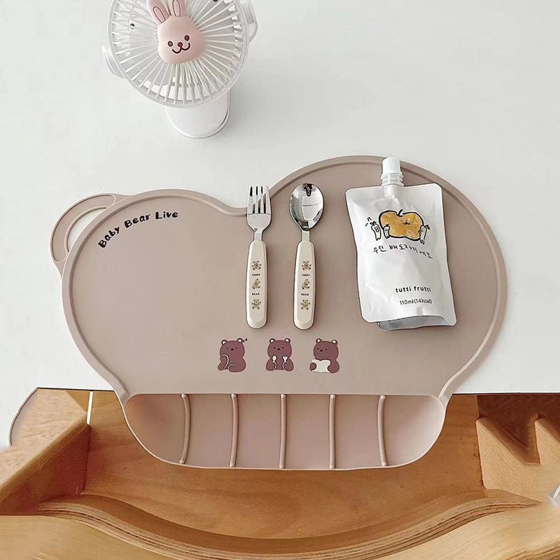 أسلوب كوري الطفل Placemat للأطفال كيس الأغذية مقاومة للماء السيليكون طاولة حصيرة ins أسلوب الطفل المحمولة طعام Bib عزل الحرارة حصيرة - Image 3