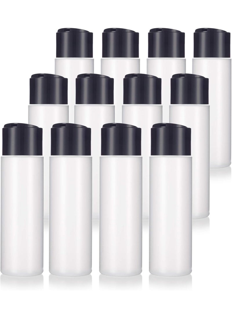 JUVITUS JUVITUS 8 oz  250 ml Professional Natural Clear Refillable Plastic Squeeze Bottle with Wide Black Disc Cap Lid 12 pack 