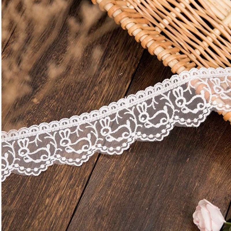 Sourcemall Lace Trim Ribbon, Delicate Rabbit-Like Ribbon for Wedding/Bridal Decoration, DIY Craft Sewing, Home Decoration, 15 Yards - Image 3