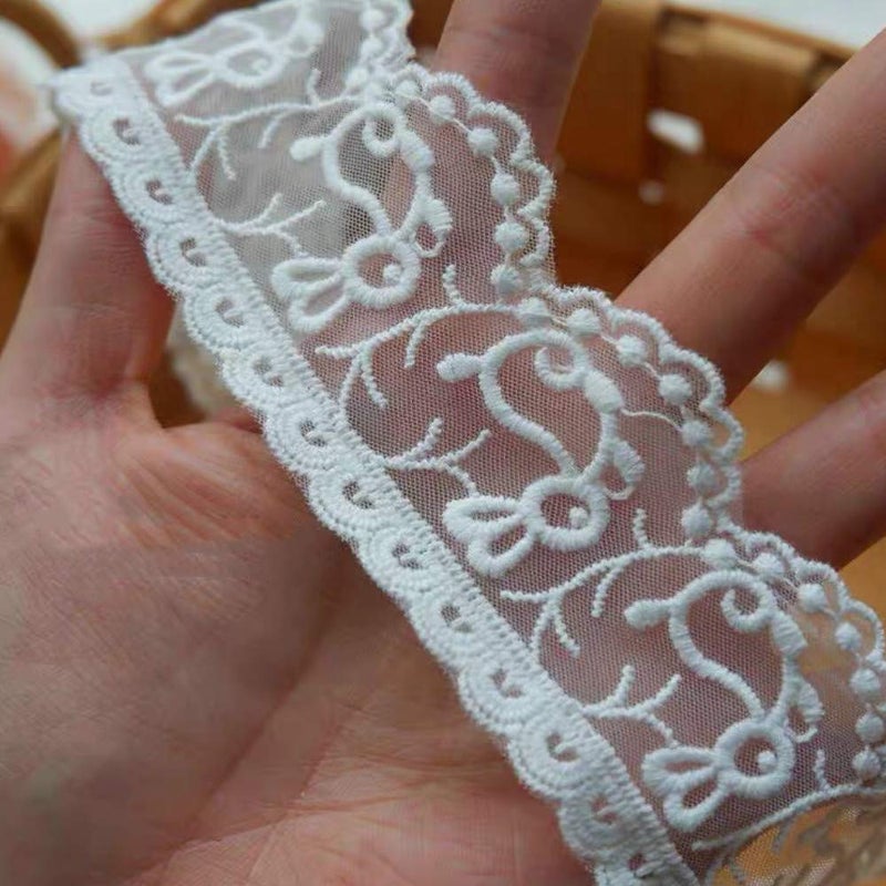 Sourcemall Lace Trim Ribbon, Delicate Rabbit-Like Ribbon for Wedding/Bridal Decoration, DIY Craft Sewing, Home Decoration, 15 Yards - Image 2