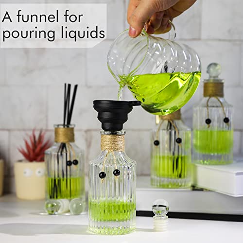 INFTYLE Reed Diffuser Bottle Glass Diffuser Bottles 8oz/250ml Set of 4 Empty Essential Oil Clear Decorative Bottle with Stoppers and Reed Sticks Bulk Reusable Perfume Jar - Image 5