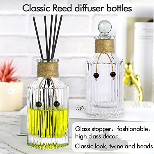 INFTYLE Reed Diffuser Bottle Glass Diffuser Bottles 8oz/250ml Set of 4 Empty Essential Oil Clear Decorative Bottle with Stoppers and Reed Sticks Bulk Reusable Perfume Jar - Image 3