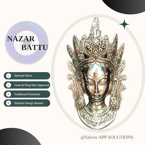 Salvus APP SOLUTIONS Taara White(Silver) Wall Hanging Nazar Battu/Evil Eye Protector, Decorative Showpiece for Home, Office & Shop (White_5.5x9.5 in) (Silver) - Image 5