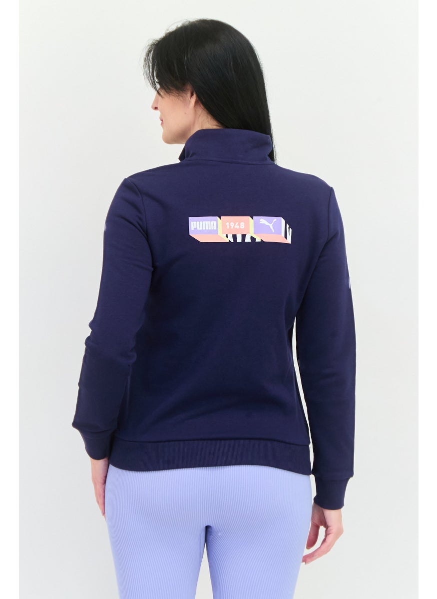 PUMA Women Regular Fit Long Sleeves Outdoor Sweatshirt, Dark Blue  - Image 4