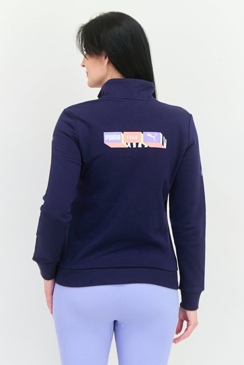 PUMA Women Regular Fit Long Sleeves Outdoor Sweatshirt, Dark Blue - Image 4