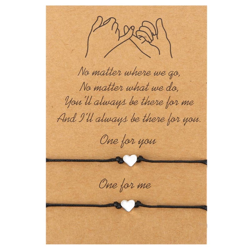 EnjoIt Pinky Promise Distance Bracelets Friendship Couple Distance Matching Bracelets for Women Teen Girls C2252, Metal - Image 1