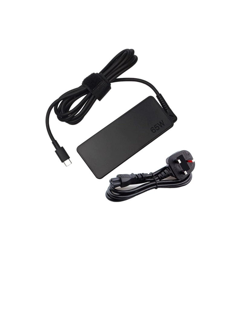 45W 65W USB C Type Charger for Lenovo ThinkPad Yoga T14 T14s T15 T480 T480s T490 T490s T580 T590 L13 E15 ASUS  Acer HUAWEI Xiaomi Samsung and HP chrome book - Black