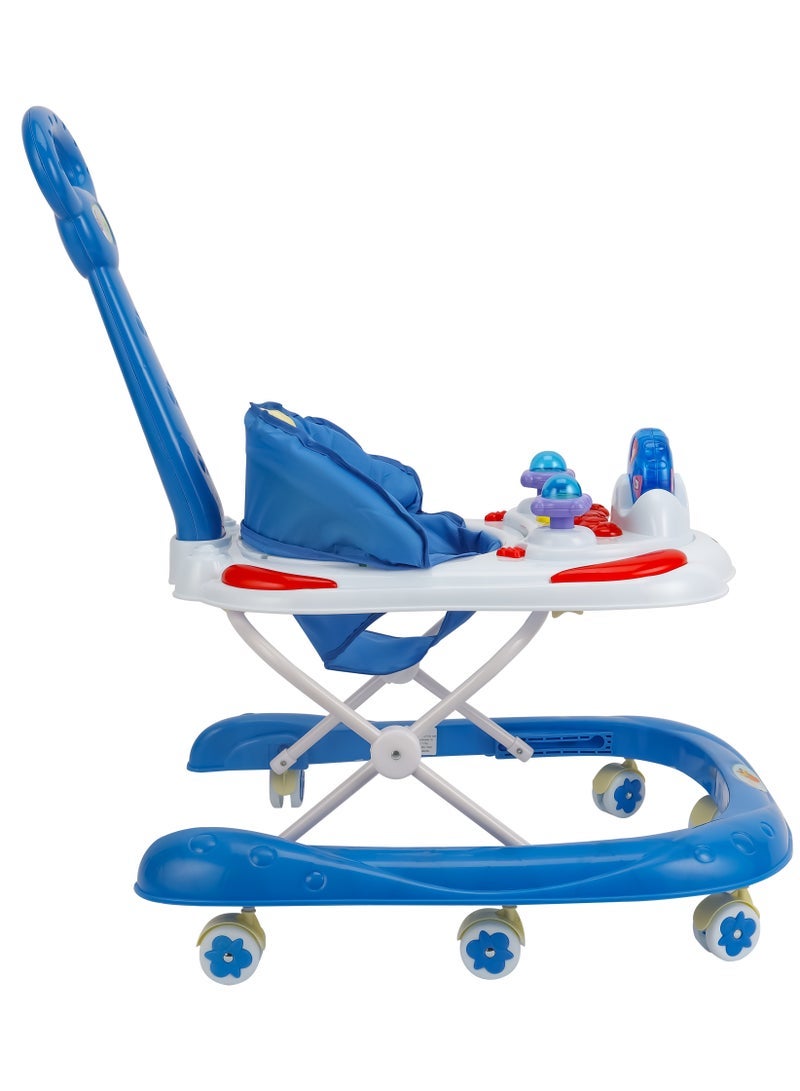 BABY PLUS Foldable Baby Walker | Portable Toddler Walker with Soft Cushion Seat and Comfortable Backrest | Lightweight and Adjustable Baby Walking Assistant â€“ BLUE - Image 2