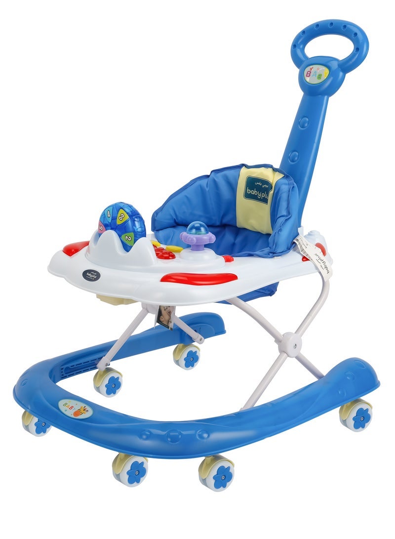 BABY PLUS Foldable Baby Walker | Portable Toddler Walker with Soft Cushion Seat and Comfortable Backrest | Lightweight and Adjustable Baby Walking Assistant â€“ BLUE - Image 3