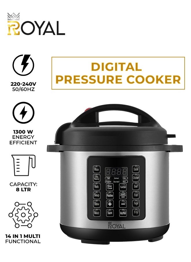 Electric Pressure Cooker Multi Functional 14in1 RA-PC0832 | Capacity: 8 Liters | Pressure cooker, Saute/Browning, Rice Cooker, Steamer, Yogurt maker & Warmer | LCD Display with 24 Hour Preset Function - pzsku/Z3C4AE79F048EEA186E12Z/45/_/1722899060/3c62805a-76b5-498e-9405-6b31f8829277