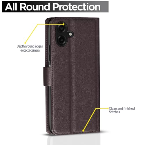 Pikkme Flip Cover for Samsung Galaxy F70e 5G | M07 | M17e / F07 | A07 | A07 5G| Leather Finish | Card Slots | Wallet Stand | Shockproof Protection Flip Case (Coffee) - Image 4