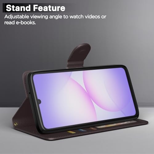 Pikkme Flip Cover for Samsung Galaxy F70e 5G | M07 | M17e / F07 | A07 | A07 5G| Leather Finish | Card Slots | Wallet Stand | Shockproof Protection Flip Case (Coffee) - Image 3