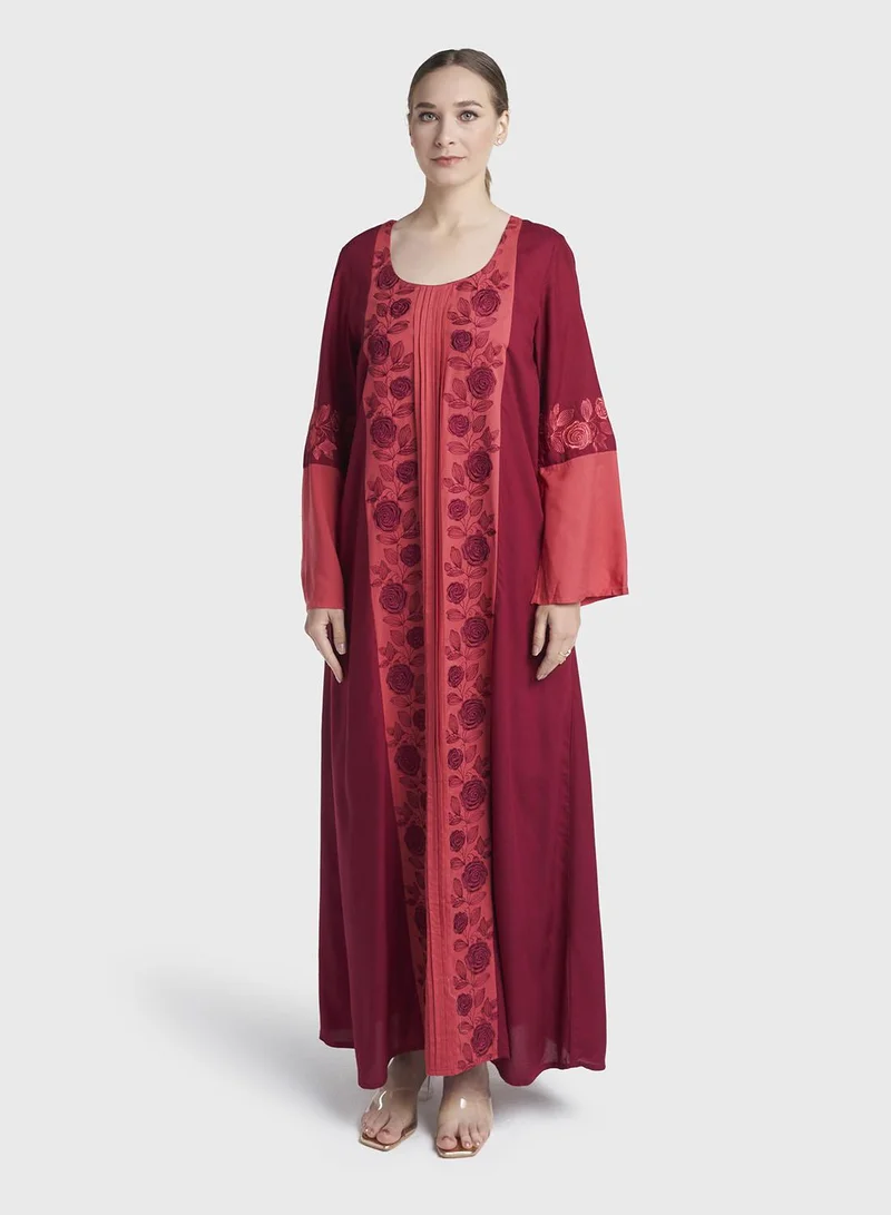 Kashkha Maroon Colour Embroidery Rayon Jalabiya (VW482)