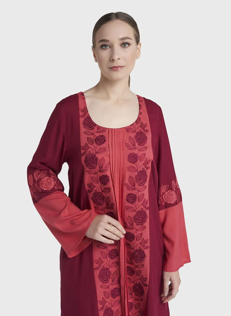 Kashkha Maroon Colour Embroidery Rayon Jalabiya (VW482)