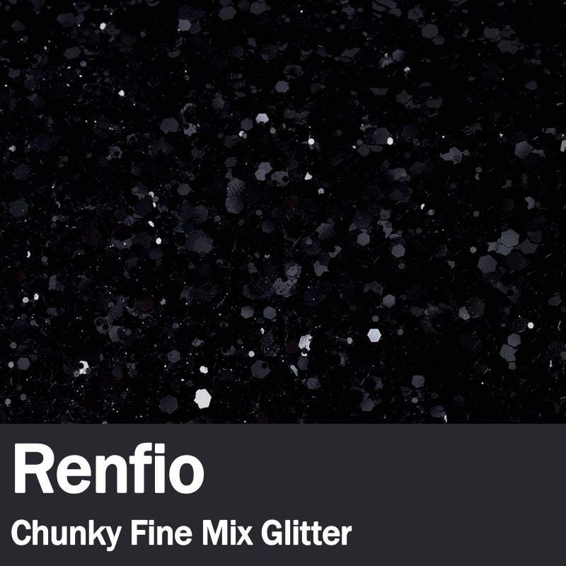 Renfio Black Chunky Glitter, 3.5 Oz (100g) Mixed Fine Powder PET Flake Iridescent Sequins Face Glitters for Halloween, Craft Resin, Tumbler Ornament Painting, Hair Body, Wedding Decor - Black - Image 2