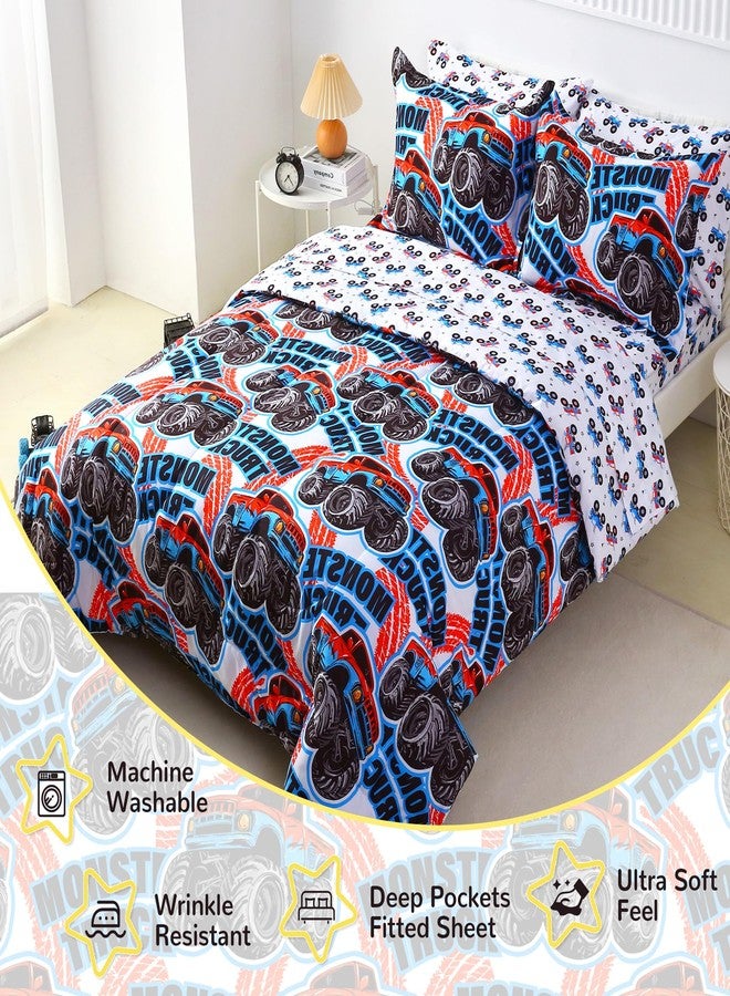 Viviland Kids Full Bedding Sets for Boys, Soft Full Comforter Set with Sheets, 7 Pieces Microfiber Bed in a Bag, Monster Truck - Image 3