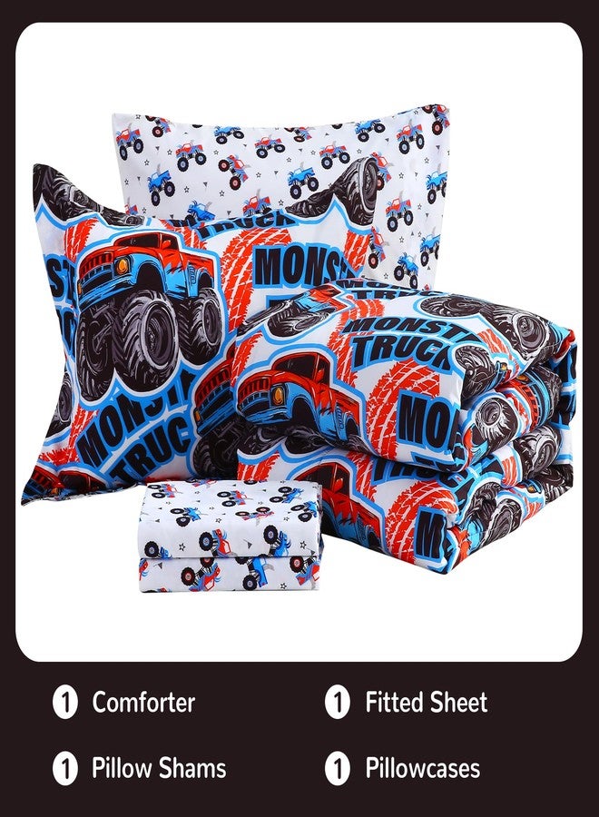 Viviland Kids Full Bedding Sets for Boys, Soft Full Comforter Set with Sheets, 7 Pieces Microfiber Bed in a Bag, Monster Truck - Image 2