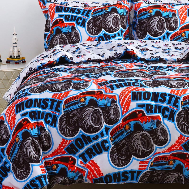 Viviland Kids Full Bedding Sets for Boys, Soft Full Comforter Set with Sheets, 7 Pieces Microfiber Bed in a Bag, Monster Truck - Image 1