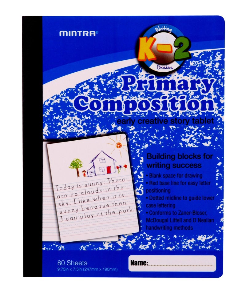 Mintra Office Mintra Primary Composition Notebook, 4 Pack, Blue Cover, 80 Sheets, 7.5in x 9.75in, 1/2 Sheet, Ruled with Drawing Area, Flexible Hardcover Journal , Grades K-2, School & Home Use - Image 5