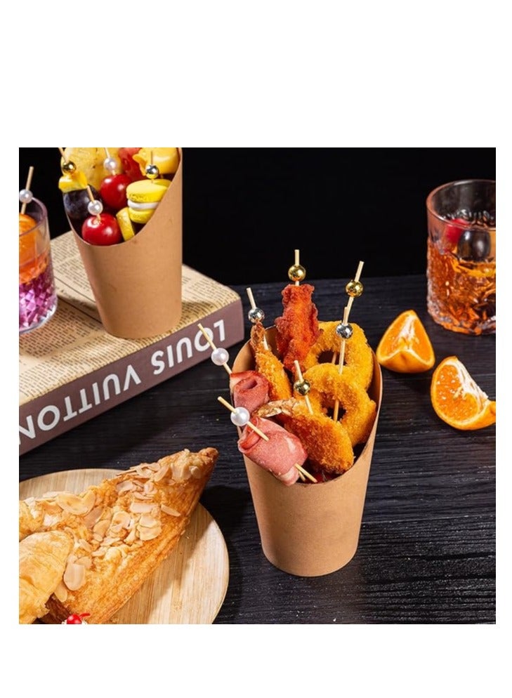 HOME ZONE 100PCS Cocktail Piece Cocktail Toothpicks for Appetizers Picks Bamboo Cocktail Skewers for Appetizers Wedding Party Toothpicks White Pearl Food Picks for Appetizers - Image 5