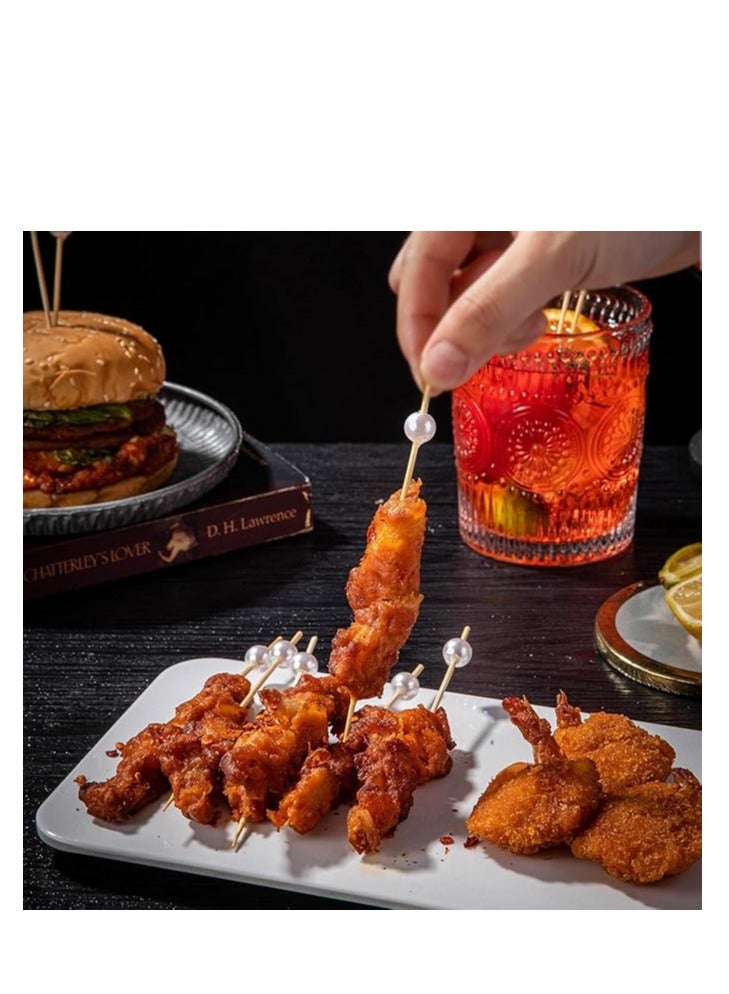 HOME ZONE 100PCS Cocktail Piece Cocktail Toothpicks for Appetizers Picks Bamboo Cocktail Skewers for Appetizers Wedding Party Toothpicks White Pearl Food Picks for Appetizers - Image 4