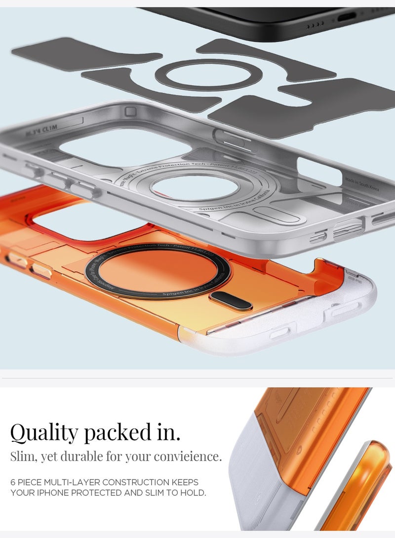 Spigen Classic C1 MagFit for iPhone 16 Pro MAX Case Cover with MagSafe & Extreme Protection Tech - Tangerine - Image 5