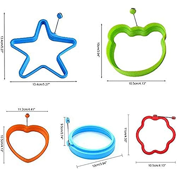 كاست ويف 5 قطع، حلقة بيض مقلية على قالب بيض مفاصل بيض وحلقة سيليكون غير لاصقة مع أداة طبخ غير لاصقة من البيض والفطائر، أدوات الطهي للمطبخ - Image 3